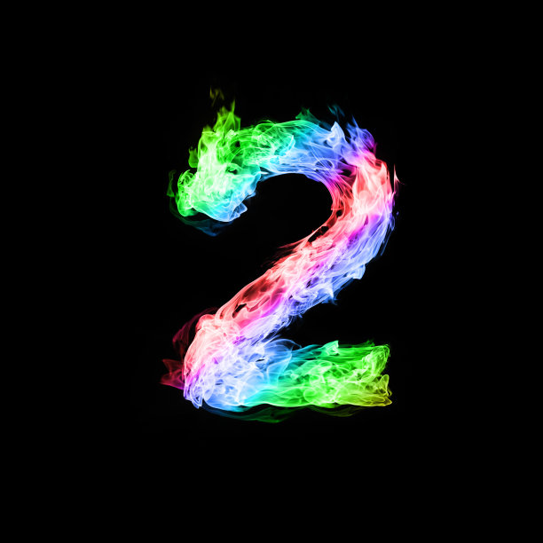 彩色的2号由火焰制成的黑色背景图片下载