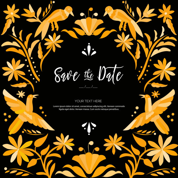 大户风格的婚礼邀请构图-复制空间图片下载