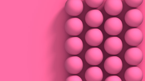 抽象的粉红色背景与美丽的球体化妆品产品海报，海报和小册子。粉红色背景上的小珠子。三维渲染图片下载