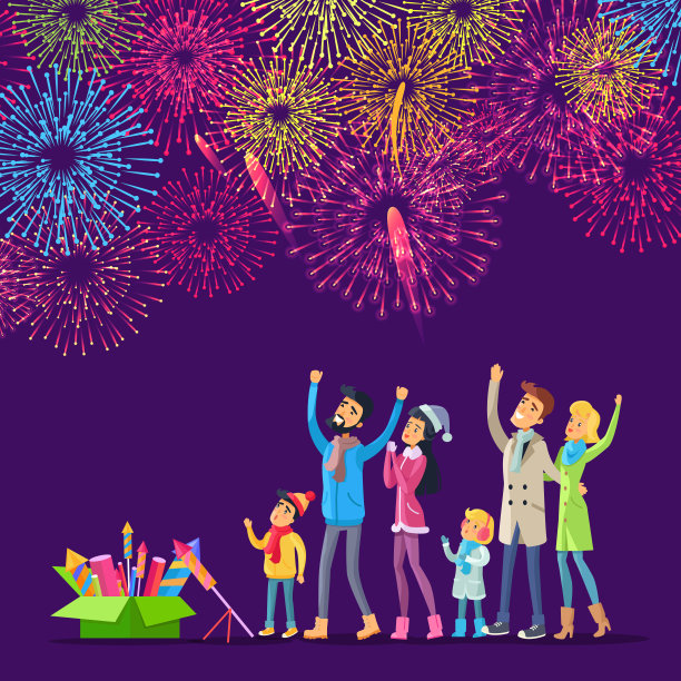 焰火。大人和孩子在看敬礼图片下载