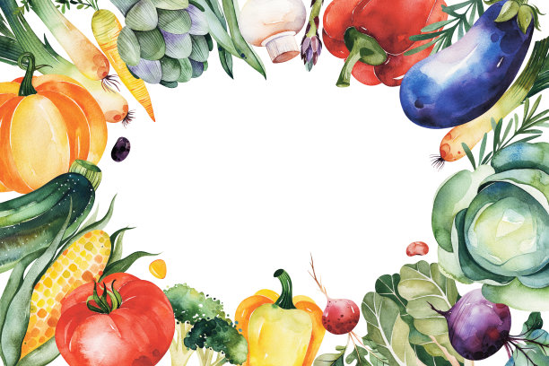框边用卷心菜，茄子，辣椒，玉米，香草，蘑菇，韭菜，南瓜，西红柿。图片下载