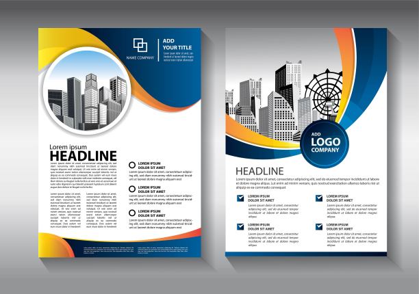 宣传册设计，封面现代布局，年度报告，海报，传单在A4彩色三角形，几何形状的技术，科学，市场与光背景图片下载