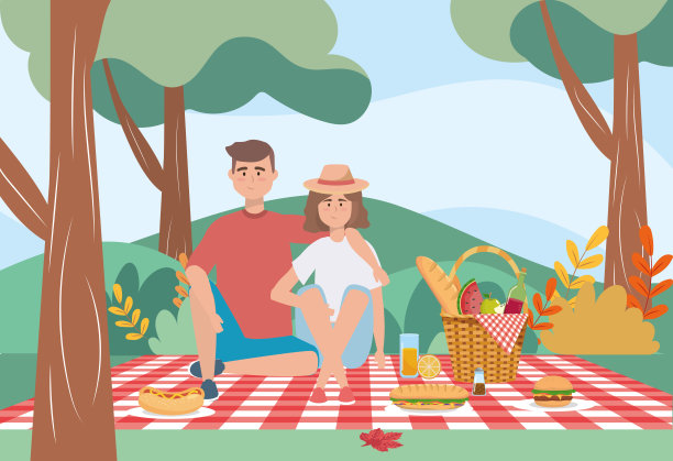 女人和男人围着桌布，拿着面包和酒瓶图片下载