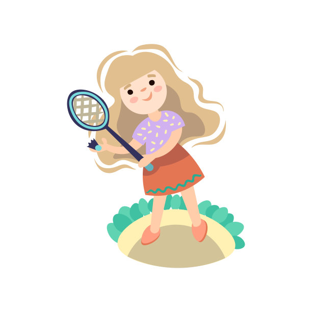 玩网球拍的女孩，儿童网球运动图片下载