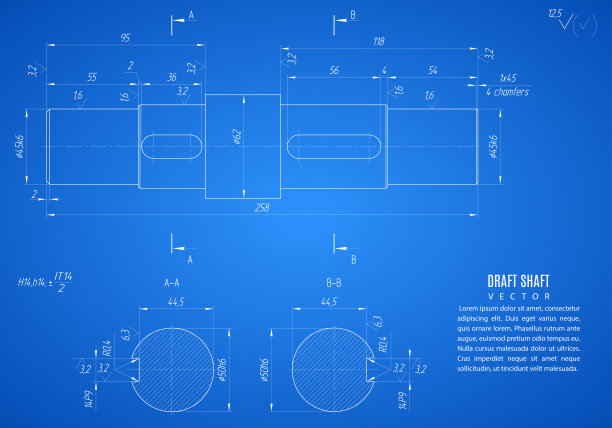竖井图纸，工程技术图纸，蓝色背景图片下载