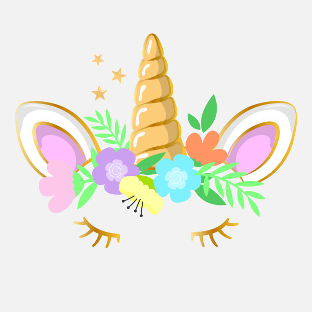 美丽微笑的独角兽卡通风格。贺卡。矢量插图。图片下载