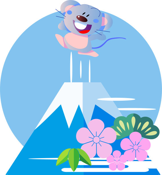 老鼠和日本的富士山图片下载