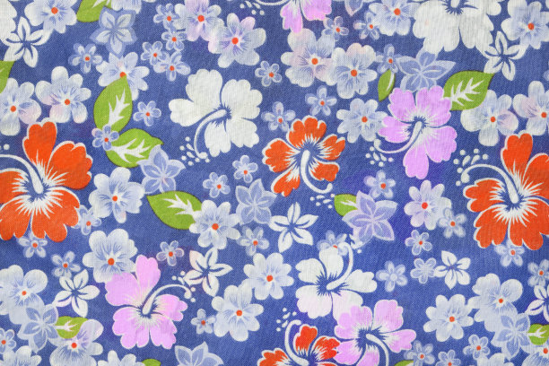 在织物背景上的植物复古。图片下载