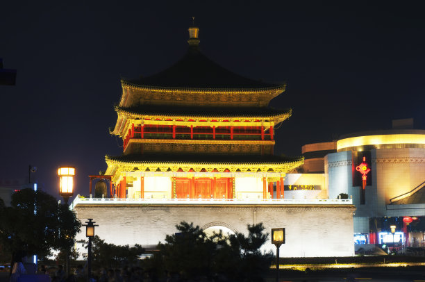 西安钟楼中国夜景图片下载