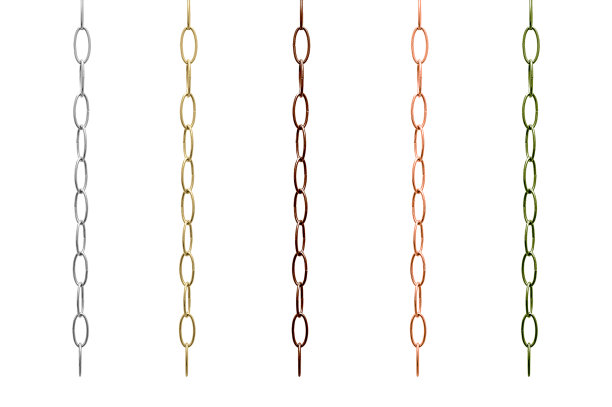 金属链有青铜、金、铬。白色隔离图片下载