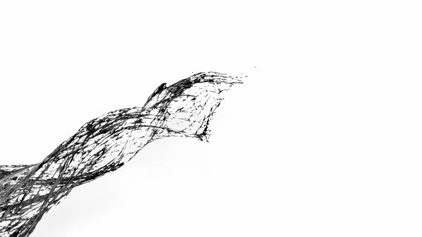 黑色的飞溅像石油一样悬在空中。三维渲染的液体飞溅卡通风格。44图片下载