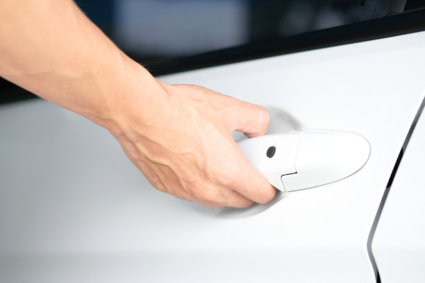 他伸手抓住车门，正要打开白色车门图片下载