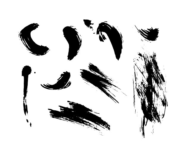 一套手绘墨水纹理和笔触。图片下载