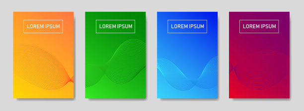 彩色半色调线条波浪封面页面布局设计。现代设计封面采用半色调渐变。动态海报模板与抽象的声波模式。向量eps10图片下载