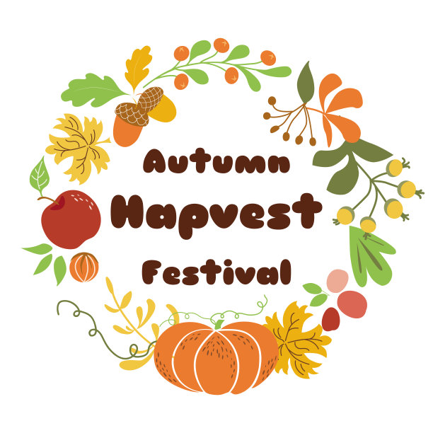 秋收节海报设计白色背景的秋天花环矢量插图。图片下载