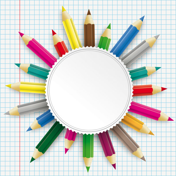 彩色铅笔、会徽、方格纸图片下载