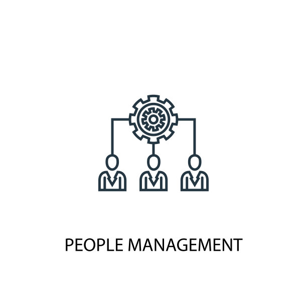 人员管理理念线图标。简单元素说明图片下载