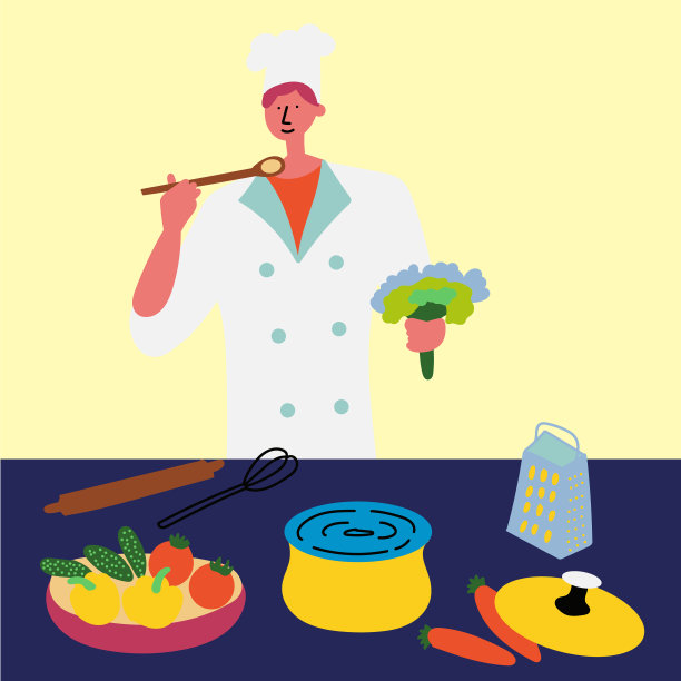 厨师准备健康的蔬菜汤图片下载