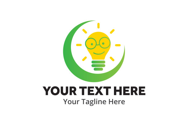 独特的灯泡理念简单的标志创意设计在平面风格与色彩。灯泡创意标志设计，为身份和企业图片下载