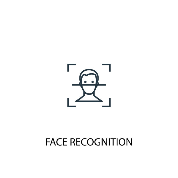 人脸识别概念线图标。简单元素说明。来自互联网安全集的人脸识别概念轮廓符号设计。可以用于网页和手机的UI/UX吗图片下载