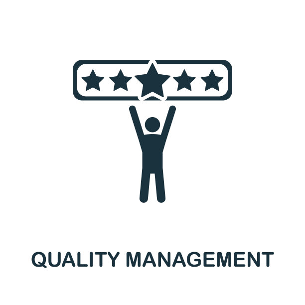 质量管理图标符号。创意标志从质量控制图标收集。填充平面质量管理图标为电脑和移动图片下载
