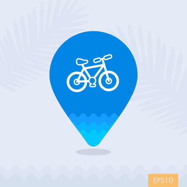 自行车引脚地图图标。夏天。假期图片下载