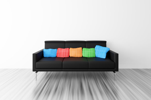 室内-坐在现代极简主义客厅图片下载