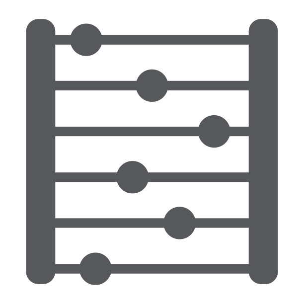 珠算象形图标、会计和数学、计数符号、矢量图形、白色背景上的立体图案。图片下载