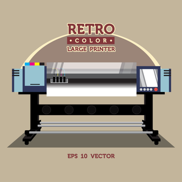 复古彩色大型打印机图片下载