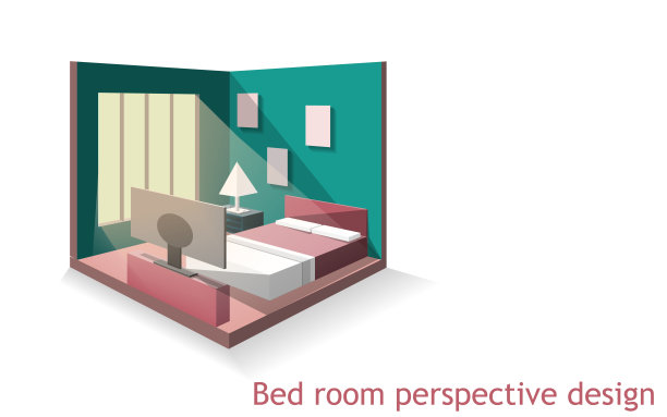 卧室室内等距设计矢量图片下载