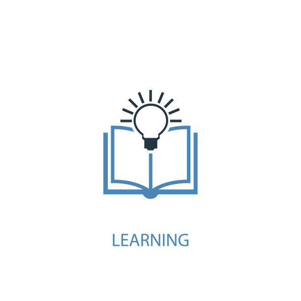 学习概念2彩色图标。简单的蓝色元素插图。学习概念符号设计。可以用于网页和手机的UI/UX吗图片下载