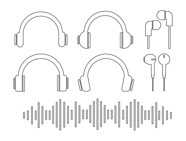 一组耳机图标。矢量插图。图片下载