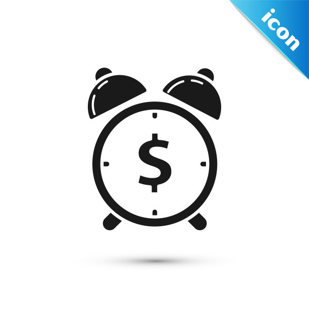 黑色闹钟与美元符号图标隔离在白色背景。时间就是金钱。有效的时间管理。经营理念。矢量图图片下载