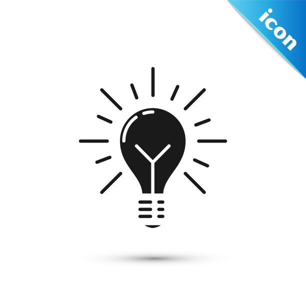 黑光灯泡与光线和概念的想法图标孤立在白色背景。能量和理念的象征。灵感的概念。矢量图图片下载