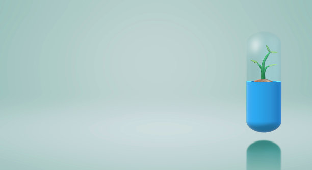 3d渲染胶囊树苗为药材内容。图片下载