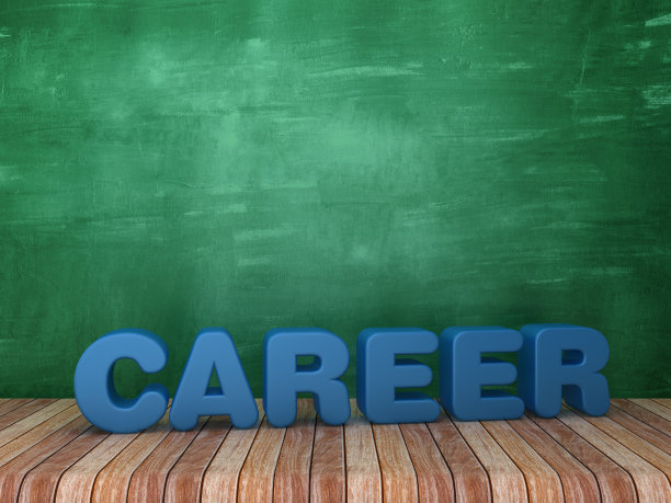 3D文字职业在黑板背景- 3D渲染图片下载