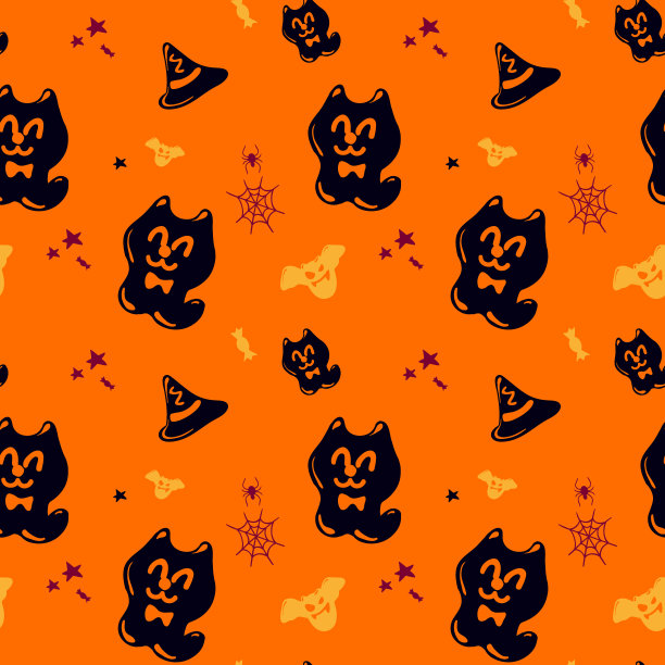 万圣节事件矢量插图。具有卡通风格的循环背景设计。图片下载