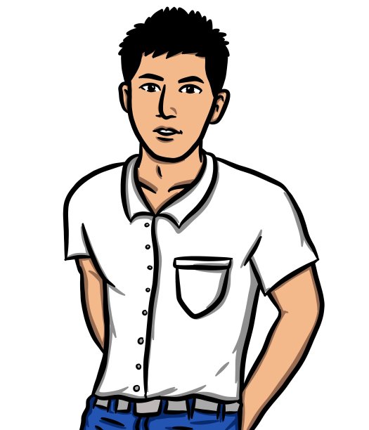 卡通可爱男人，白色背景图片下载