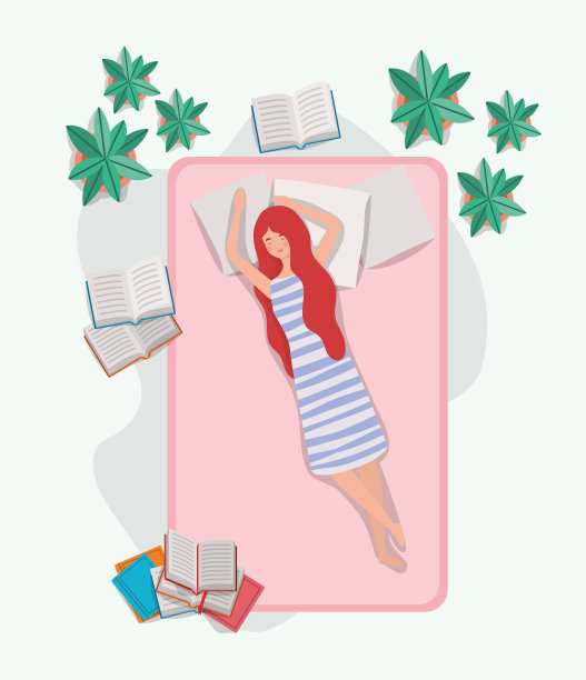 年轻女子在卧室的床垫上休息图片下载