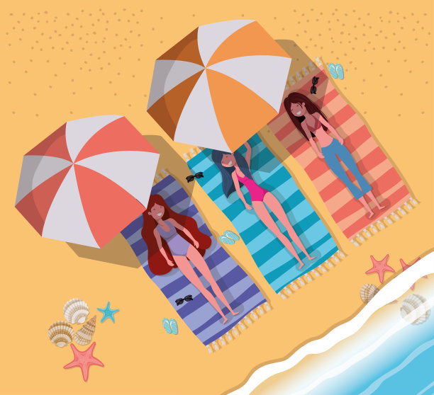 女孩日光浴与泳装设计图片下载