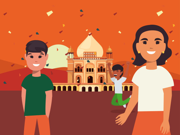 印度独立日快乐矢量插图图片下载