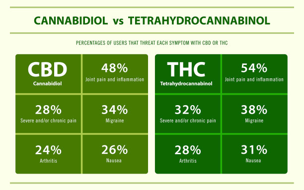 CBD与THC用户处理百分比水平信息图表图片下载