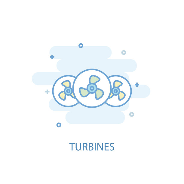 涡轮机线时髦的图标。简单的线条，彩色的插图。涡轮机标志平面设计从绿色能源集。可以用于UI/UX吗图片下载
