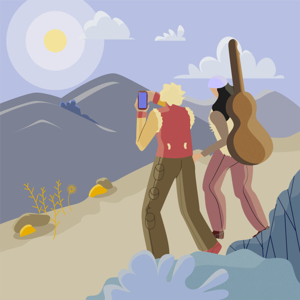 朋友们享受自然景观插图图片下载