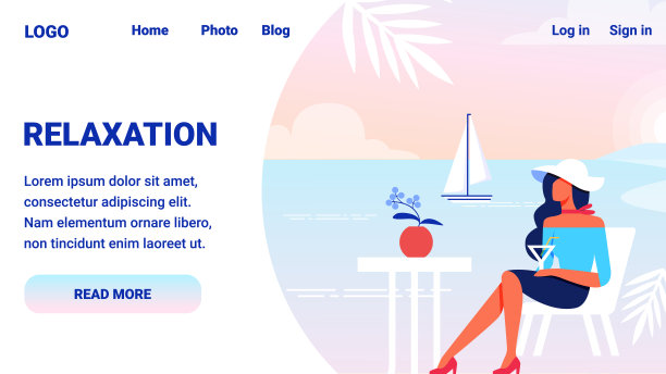 广告形象。坐在海边餐桌旁的女人图片下载