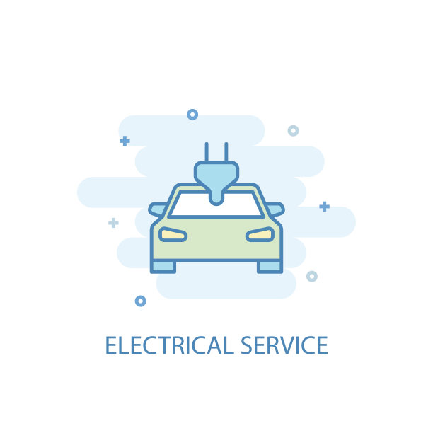 电气服务的潮流偶像。简单的线条，彩色的插图图片下载