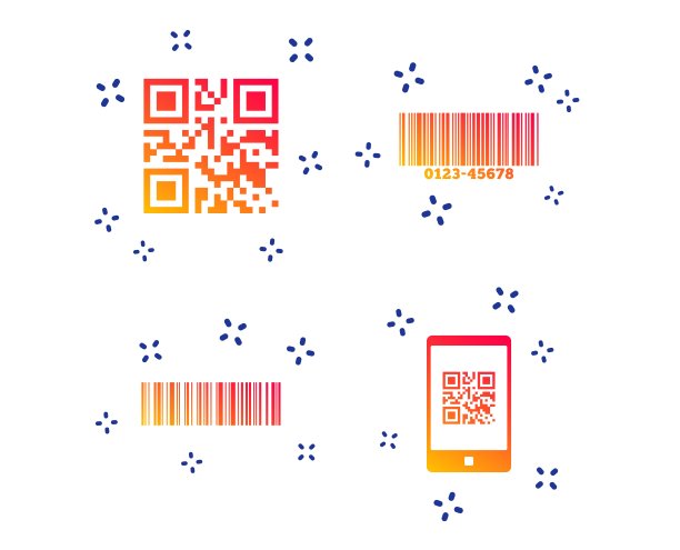 条码和二维码图标。扫描条码符号。向量图片下载