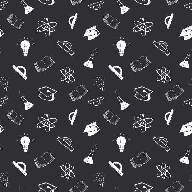 学校无缝模式手绘涂鸦，矢量插图图片下载