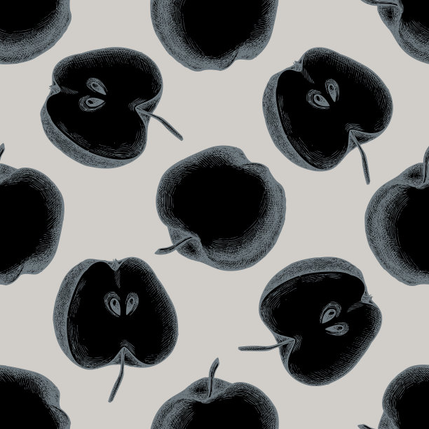 无缝模式与手绘程式化的苹果图片下载