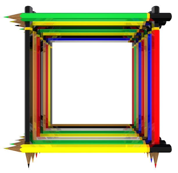 空白的框架(或井)由彩色铅笔在白色的背景。三维演示图片下载